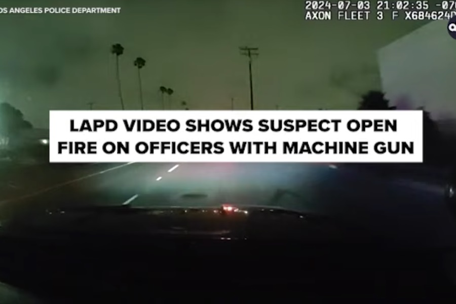 Convicted Felon fires on LAPD with Machine Gun